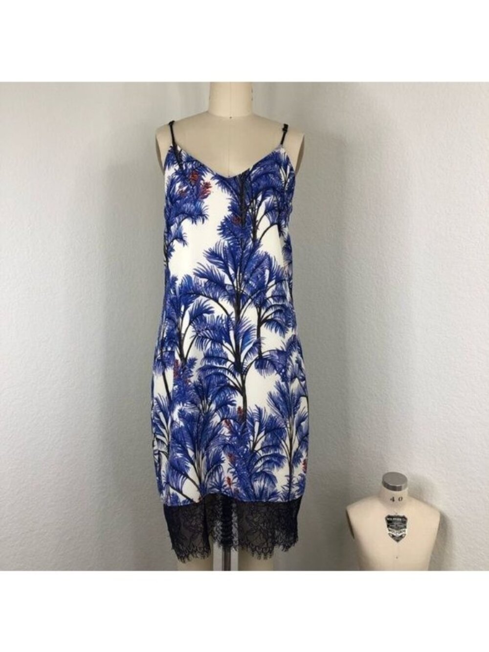 Adelyn Rae Nevina Palm X Cross Back Lace Slip Dress